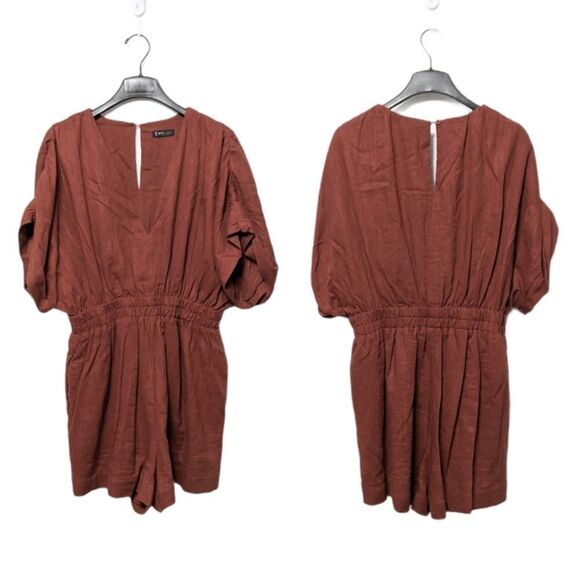 V ERY J Cotton Linen Loose Romper Playsuit L - Picture 1 of 8